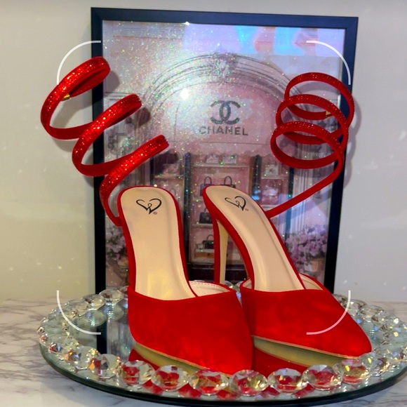 Windsor Vibrant Red Strappy Heels - Picture 1 of 6